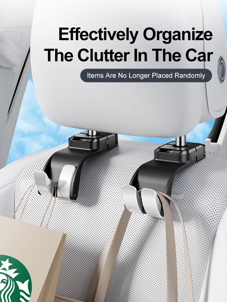 Car Headrest Hook, Hidden Folding Purse Hanger Bag Holder for Seat,360° Rotation