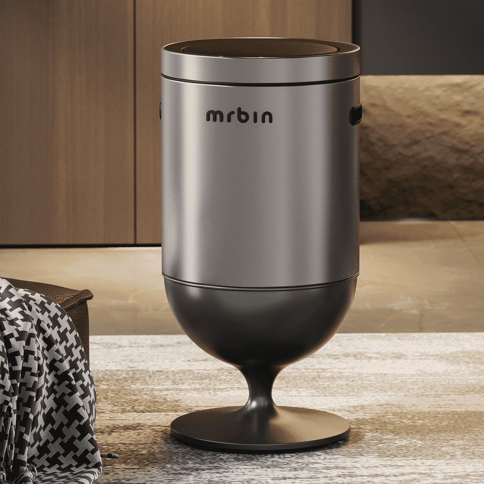 Stainless Steel Motion Sensor Trash Can with Lid, 5.3 Gallon Wine Glass Shaped A