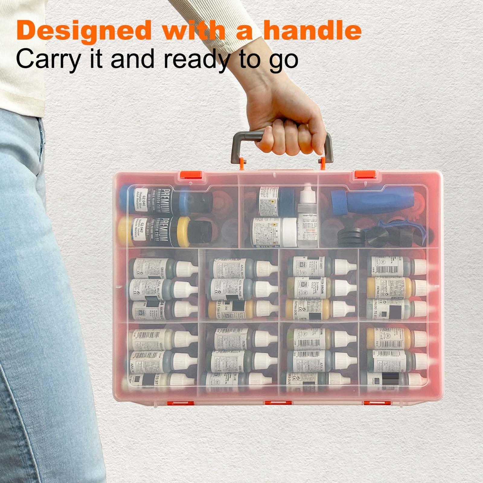 Evemodel SN03S Paint Organizer 60 Holes Diameter 32.5mm Dual-layer Portable Box