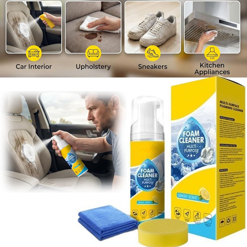 150ml Foam Cleaner, 4-in-1 Multi-Enzyme Foam Cleaners, New Foam No-Rinse Cleaner