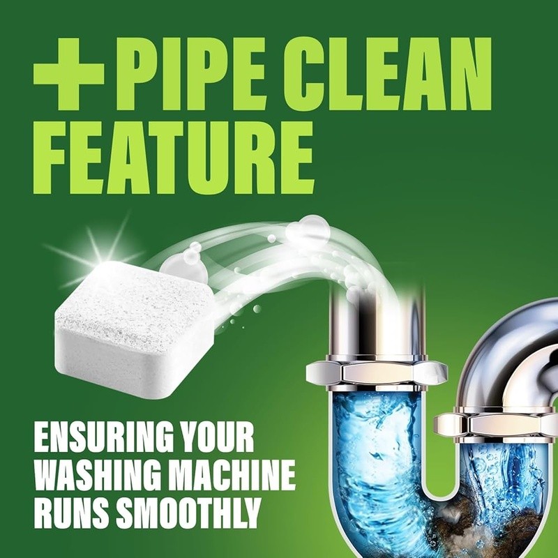 Deep Clean Washing Machine Tablet Clog Odor Defense Safe Pipes 30 Day Freshness