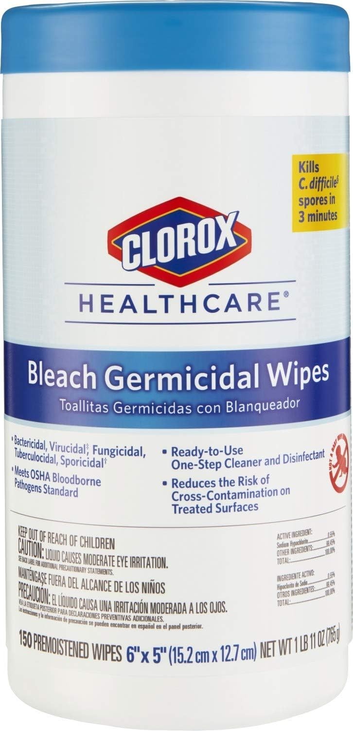 6 in. x 5 in. Unscented Bleach Germicidal Disinfecting Wipes, Canister (150-Coun
