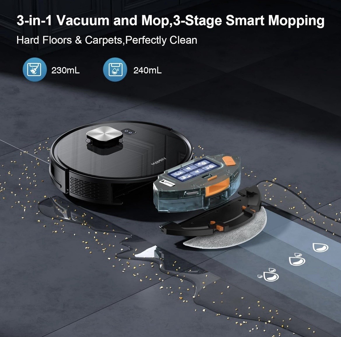 MAMNV D13S MAX LiDAR Laser Mapping Self-Emptying Robot Vacuum Mop 160min