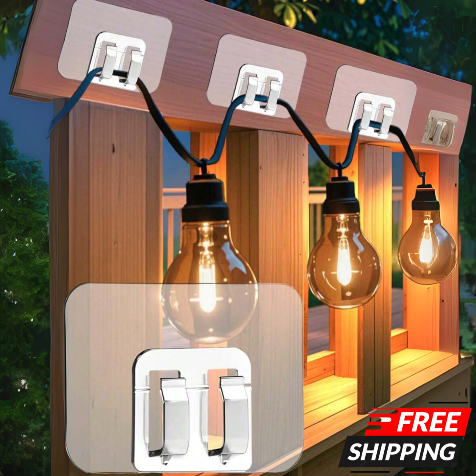 Outdoor Indoor Adhesive String Light Hooks Wire Fastener Hook Clip Hanging Decor