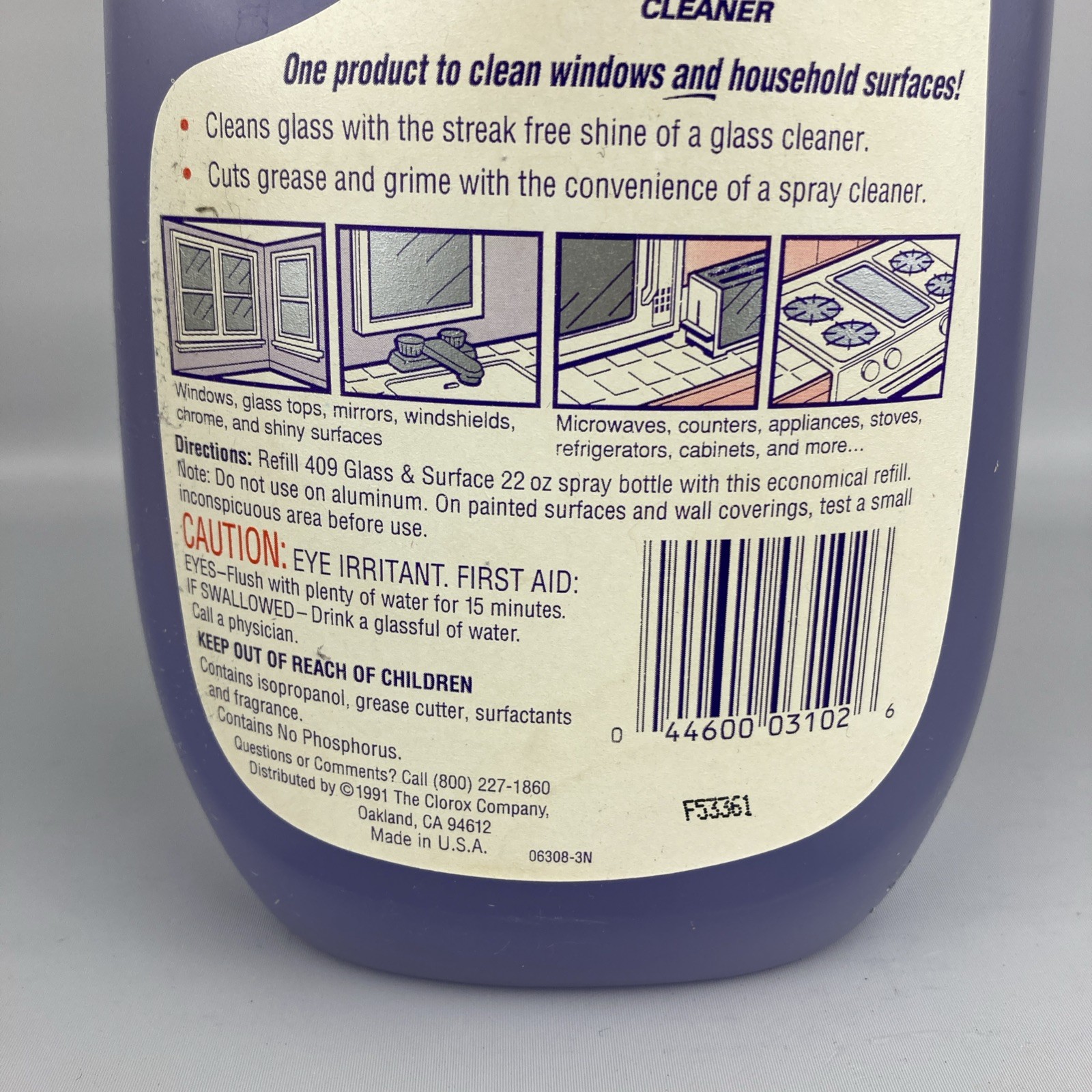 FORMULA 409 Glass & Surface Cleaner 1991 Refill 32 FL Oz Vintage PROP