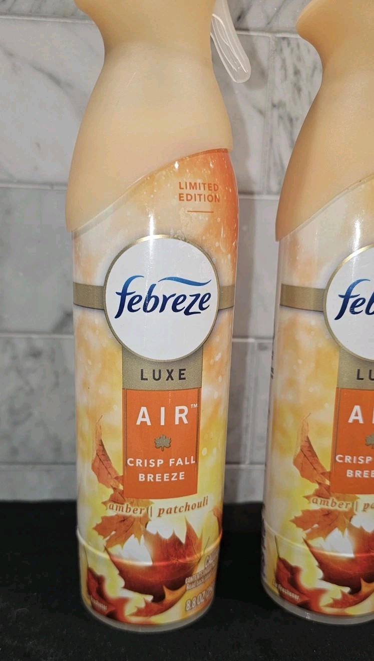 LOT OF 3 Febreze Spray Luxe Air Crisp Fall Breeze Amber Patchouli 8.8OZ NEW