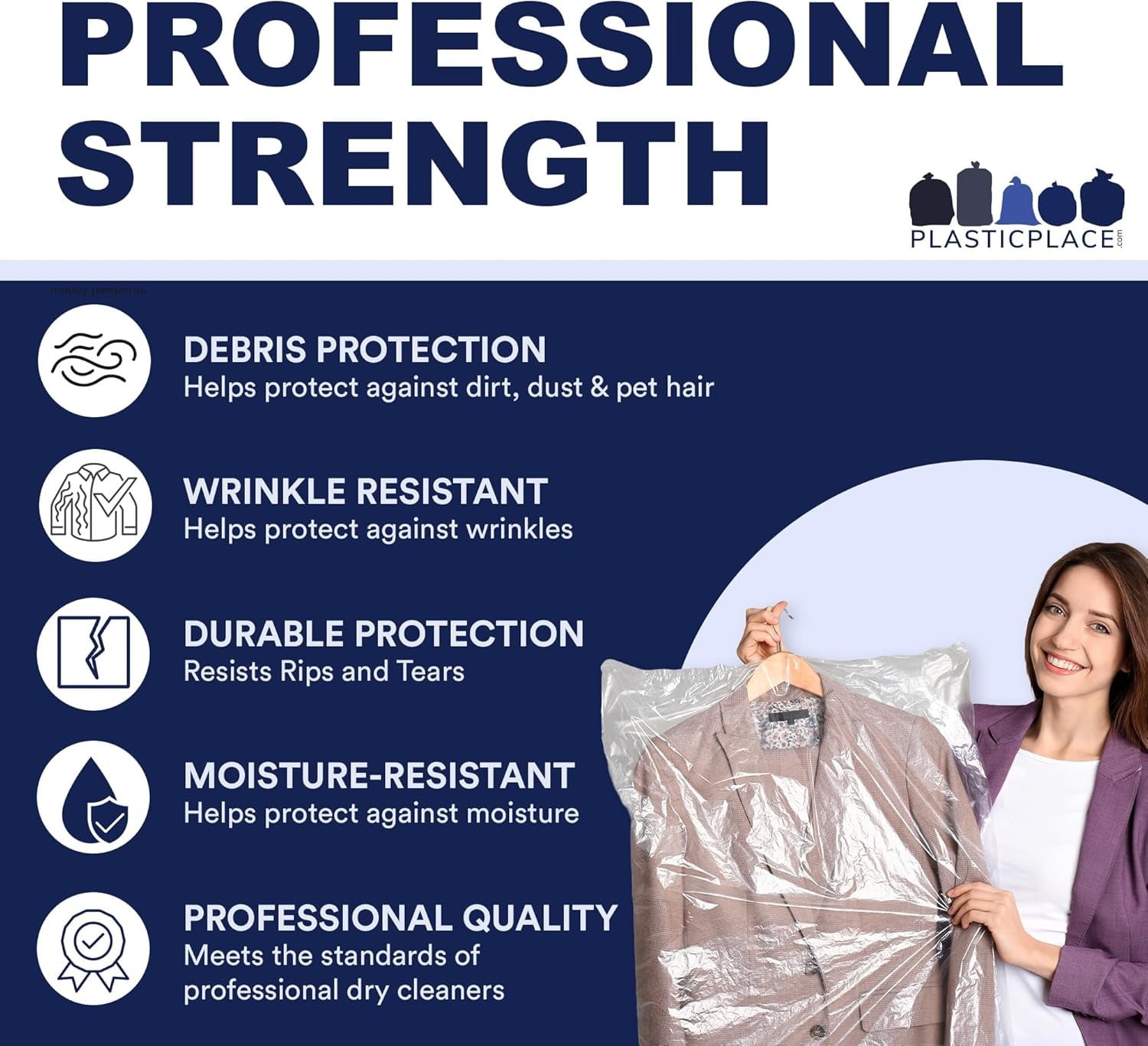 Clear Plastic Hanging Garment Bags, 1.0 Mil Sloped Shoulder Plastic Suit Bags Pr