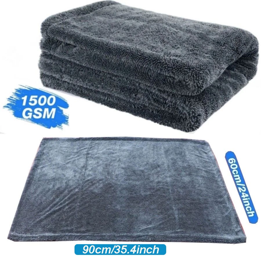 Water Absorbing Car Wash Microfiber Drying Towel Twisted Loop 24 x 35″ 1500GSM