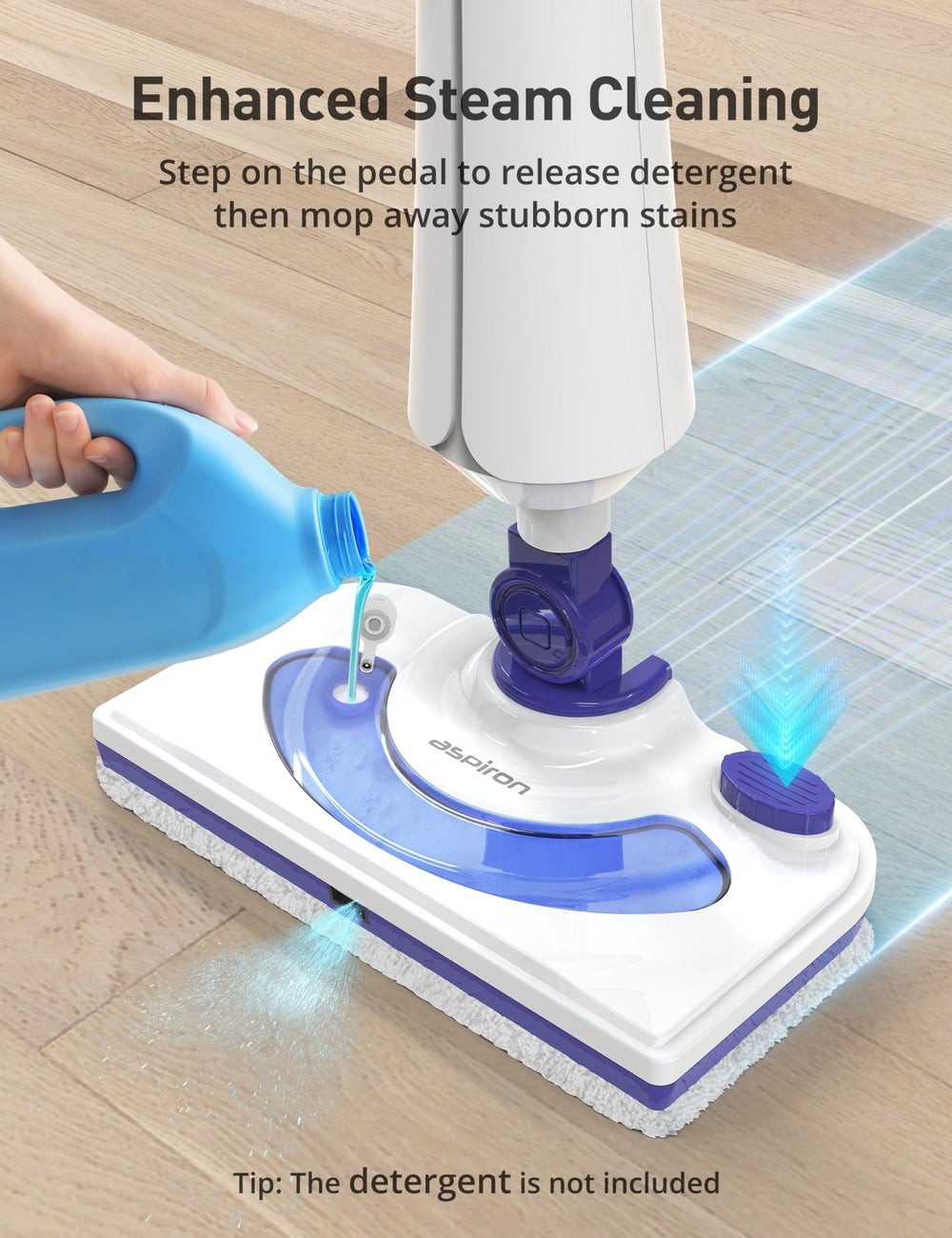 Professional Steam Mop Cleaner, 1300W Floor Steamer with Detergent Chamber, 2…