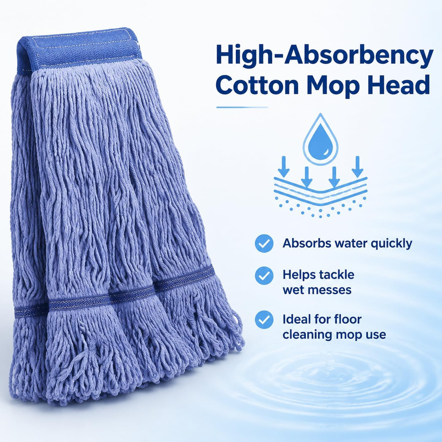 2 Pack Mop Head Replacement, Cleaning Heavy Duty Mop Head Commercial Replacement