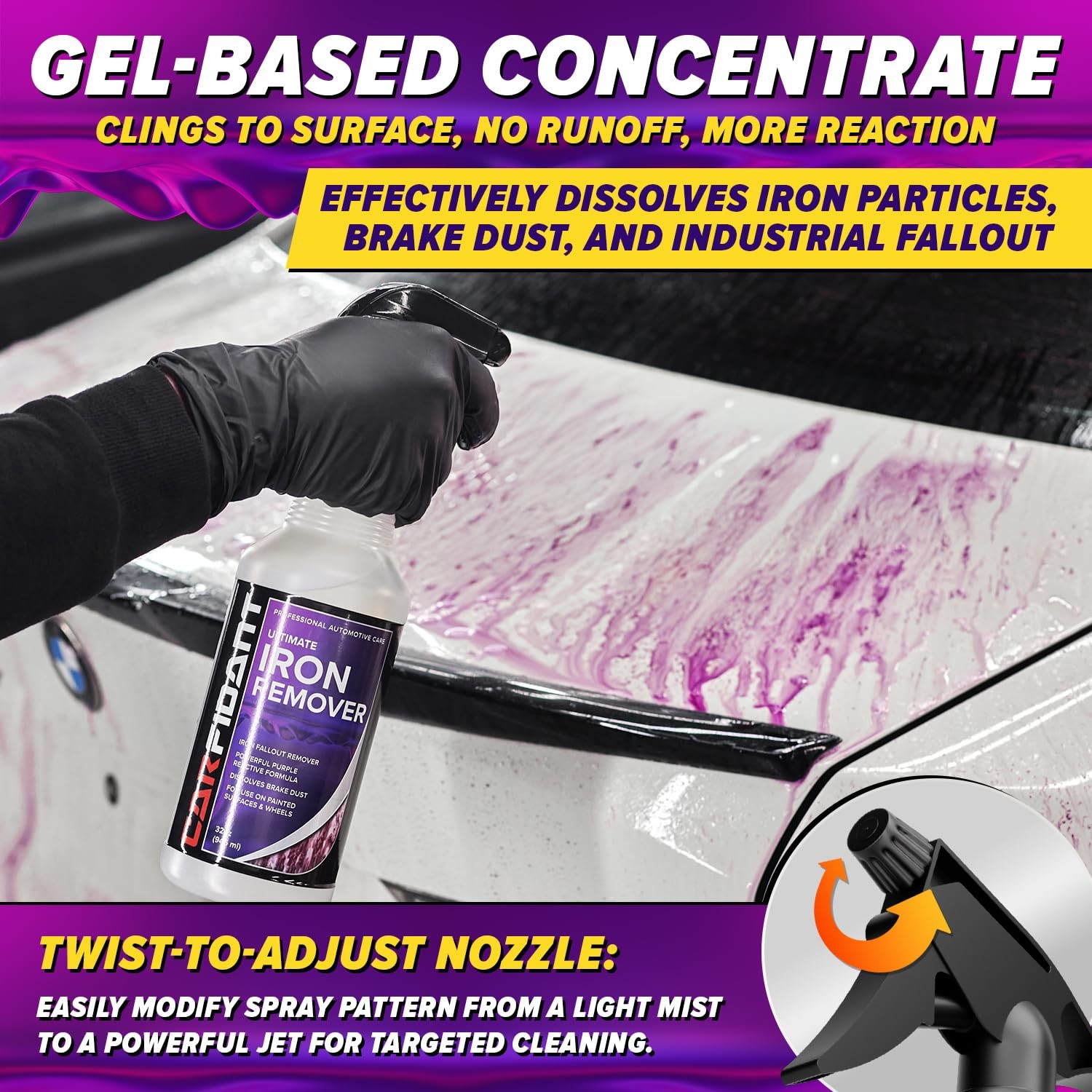 Iron Remover Spray for Car Detailing – Color Changing Formula 16oz Wheel Cleaner
