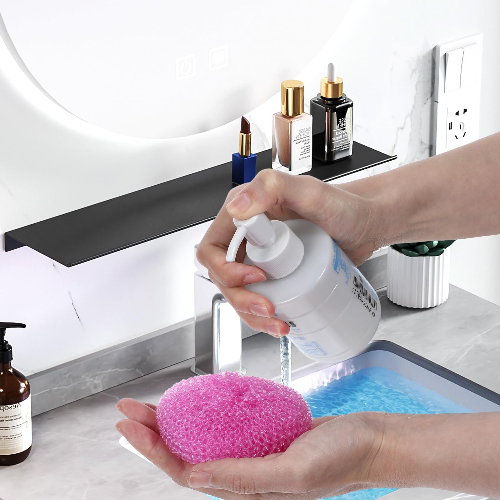 100 Pcs Plastic Scrubbers for Dishes, Round Pot Scrubbers for Kitchen Non Scr…