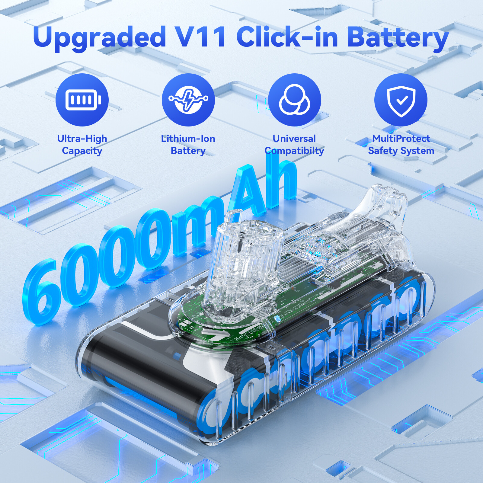 25.2V 8000mAh For Dyson V11 Replacement Battery SV14 SV15 Click-in Type Vacuum
