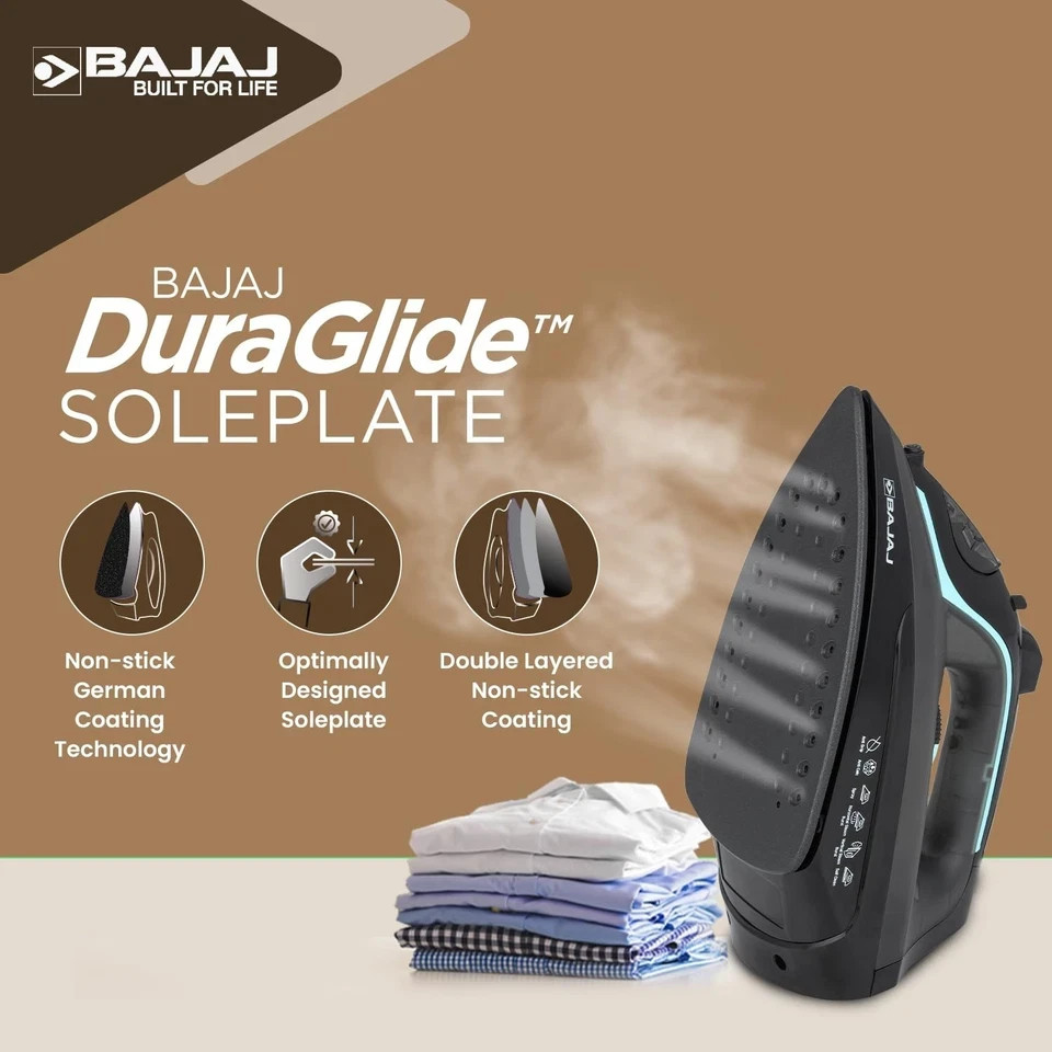 Bajaj MX 45 Steam Aluminium Soleplate Iron 2000 Watts Power For Faster 220V