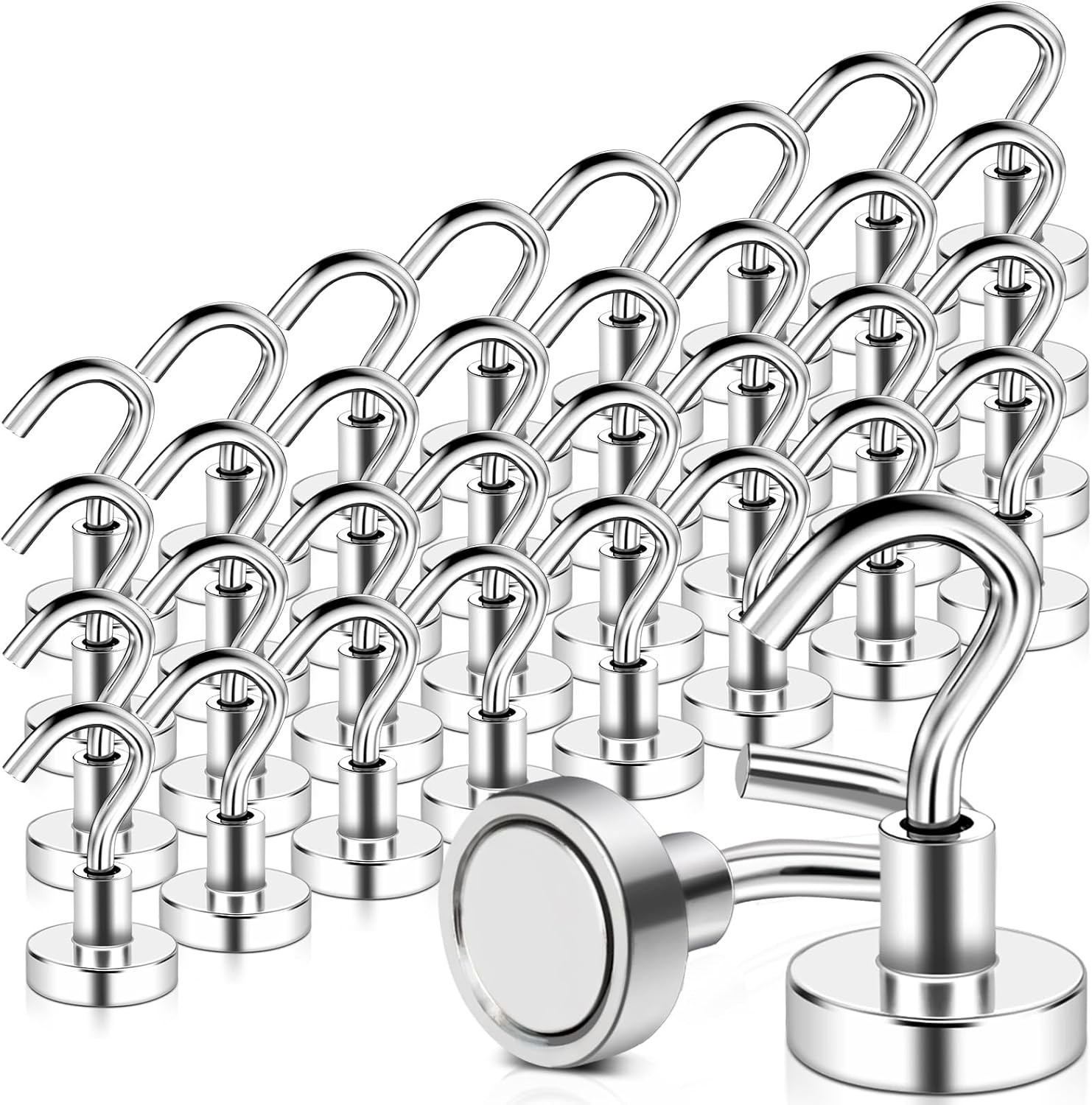6/10/32 Pack Magnetic Hooks Heavy Duty, 25 lbs Strong Magnet Hooks Multipurpose