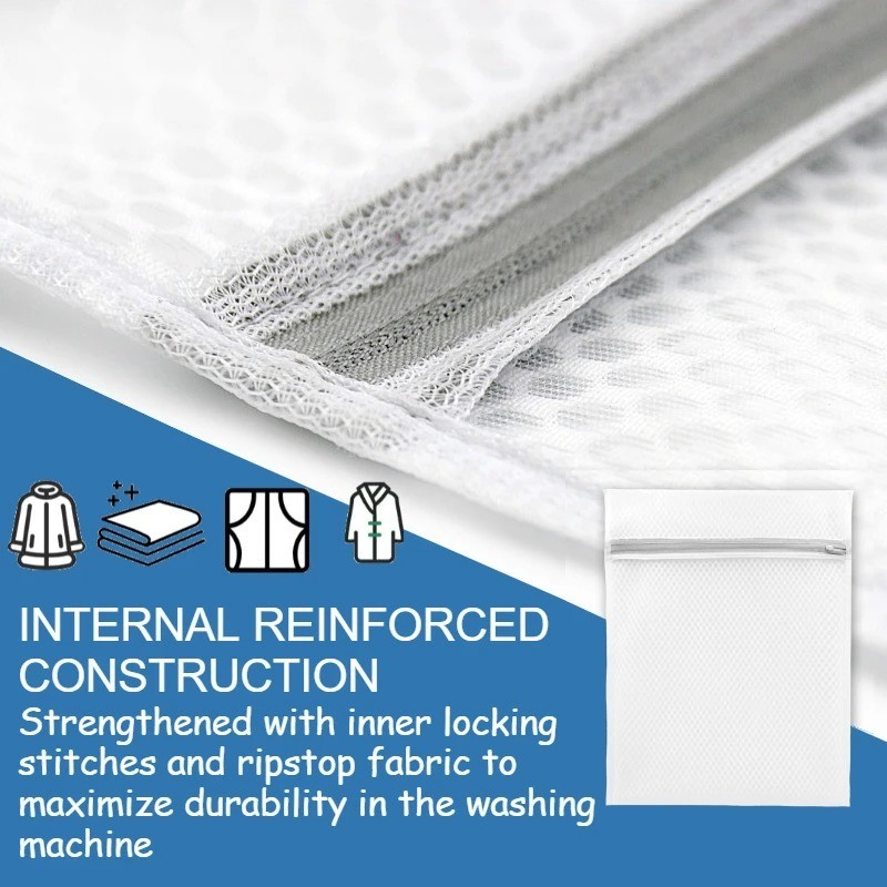 Mesh Laundry Bags for Delicates with Non Rust Zipper- White Laundry Bag