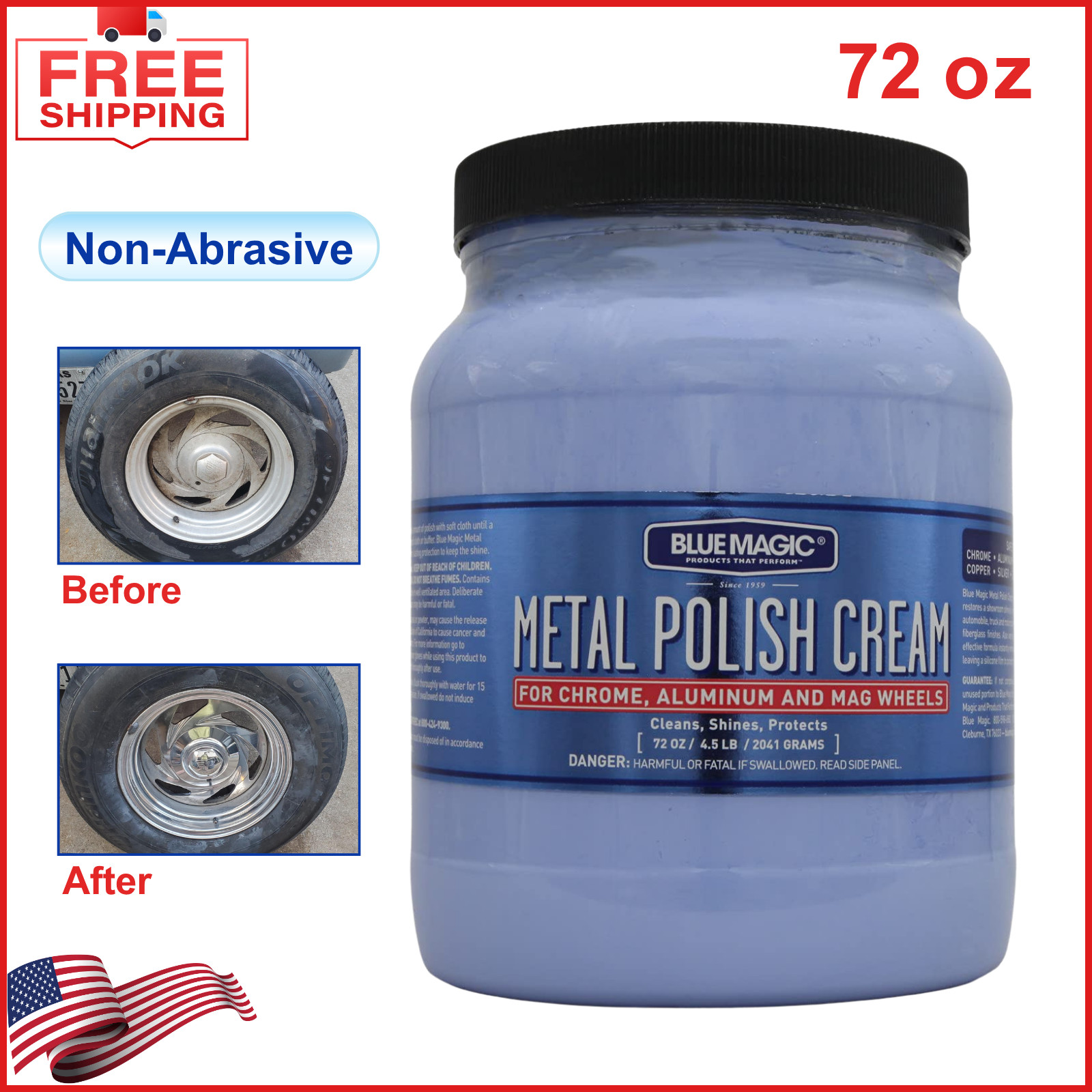Blue Magic Metal Polish Cream 72 Oz Non Abrasive For All Metal Surfaces (1 Pack)