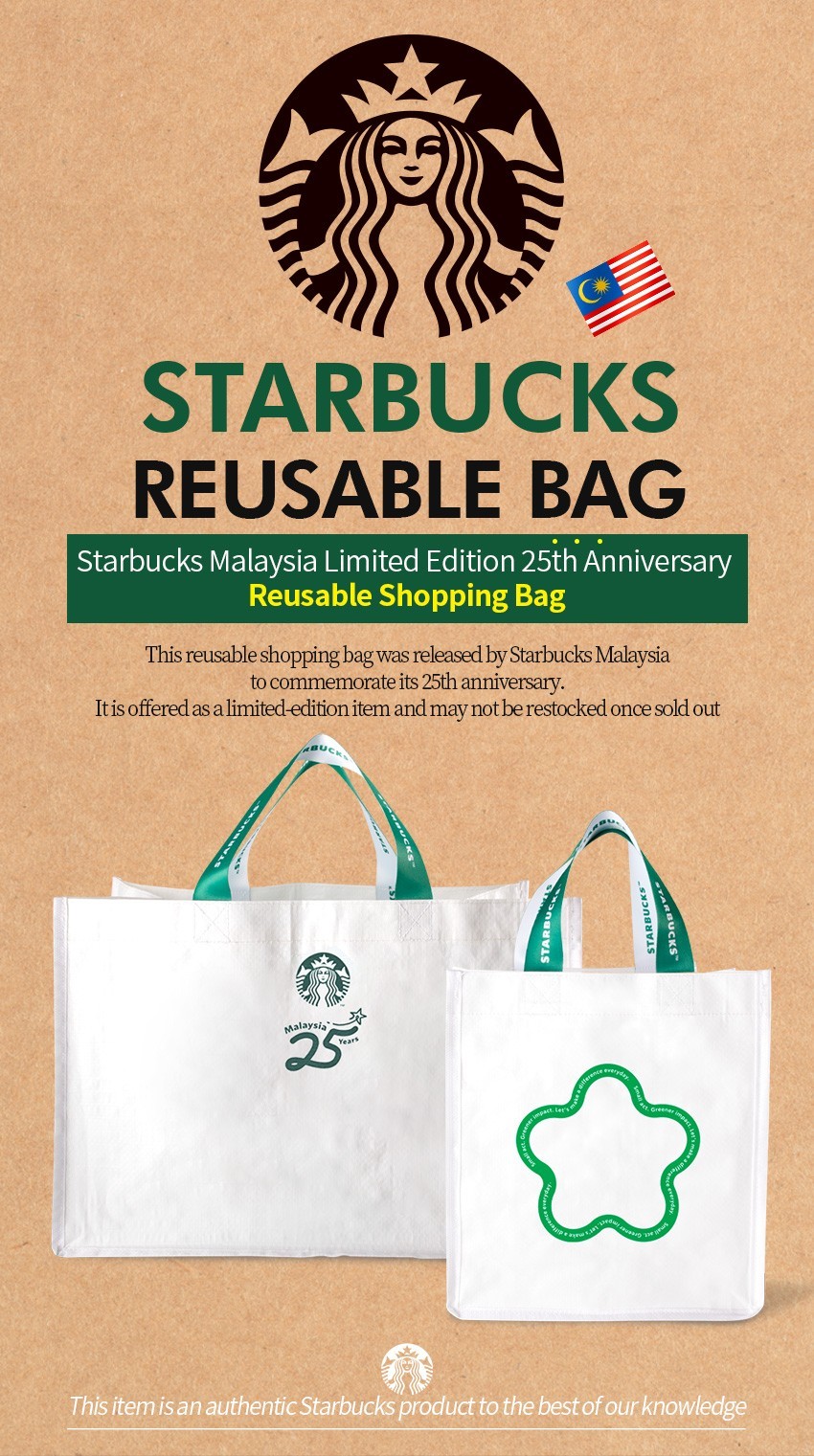 Starbucks Malaysia Limited Edition 25th Anniversary Reusable Shopping Bag Set