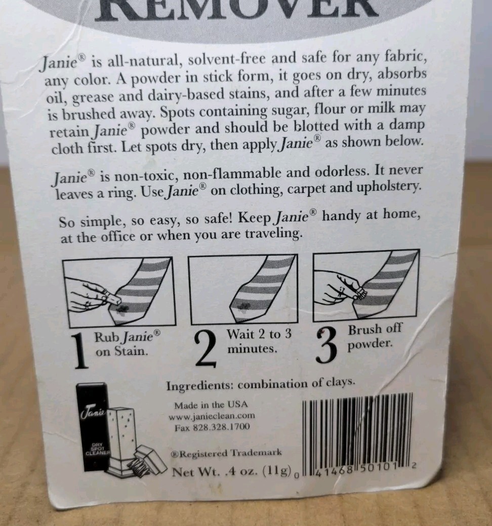 Janie The Dry Stick Spot Remover Cleaner 0.4 oz – NEW AND SEALED IN PACK!