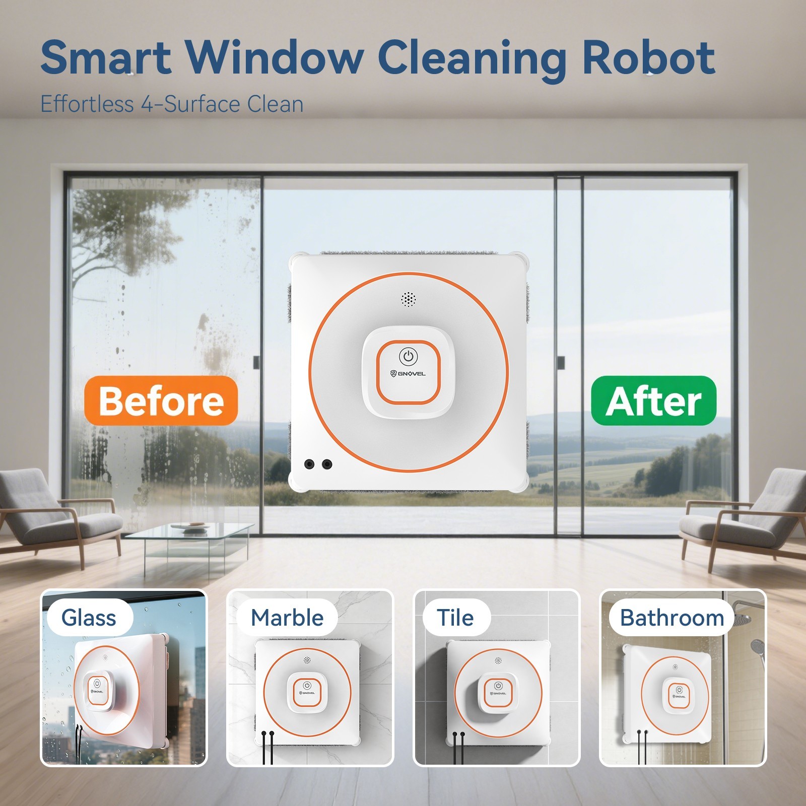 Window Cleaning Robot 8000Pa Anti-Fall 4 Cleaning Modes with Remote App Control