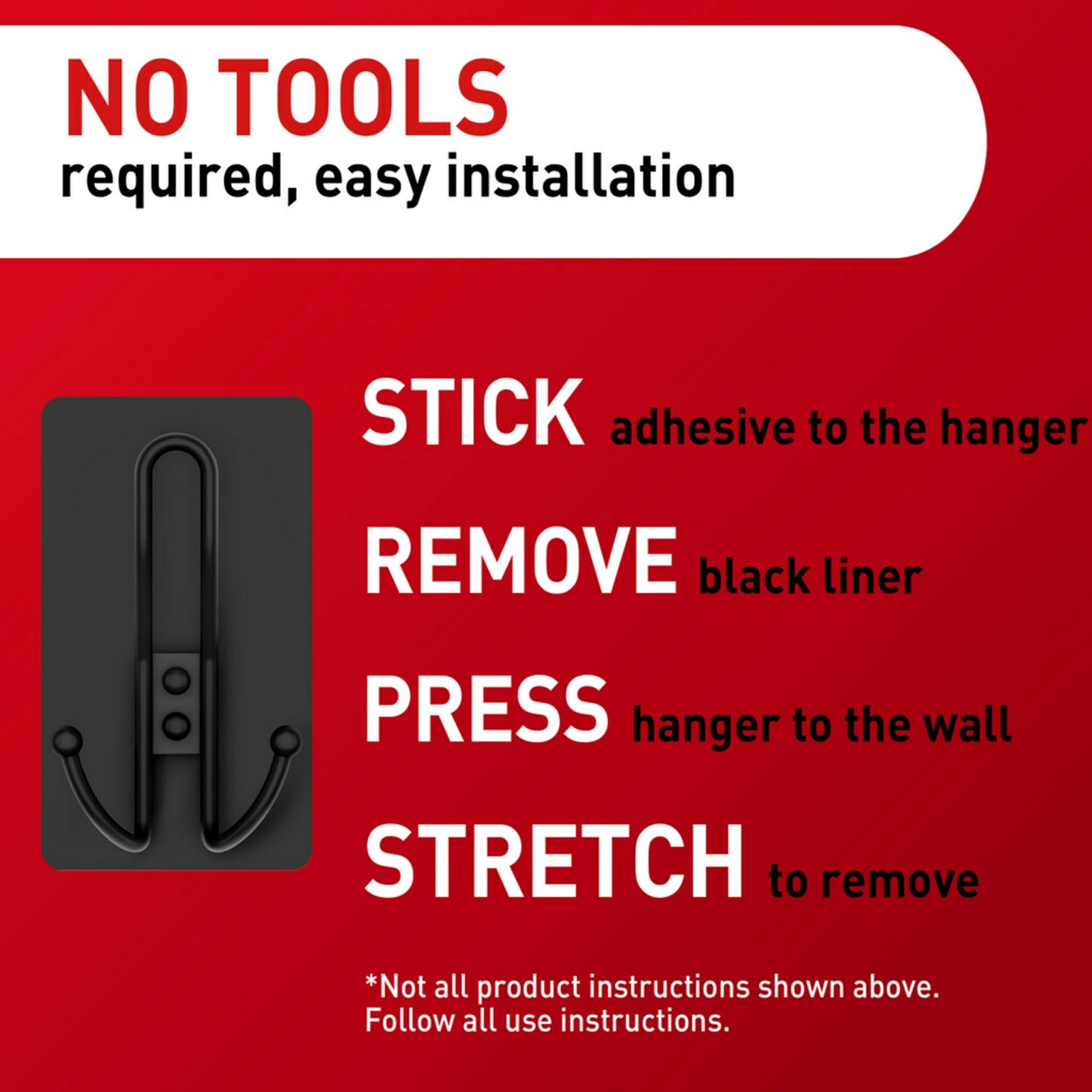 Matte Black Command Hook 10lbs Damage Free Wall Storage Solution for Home