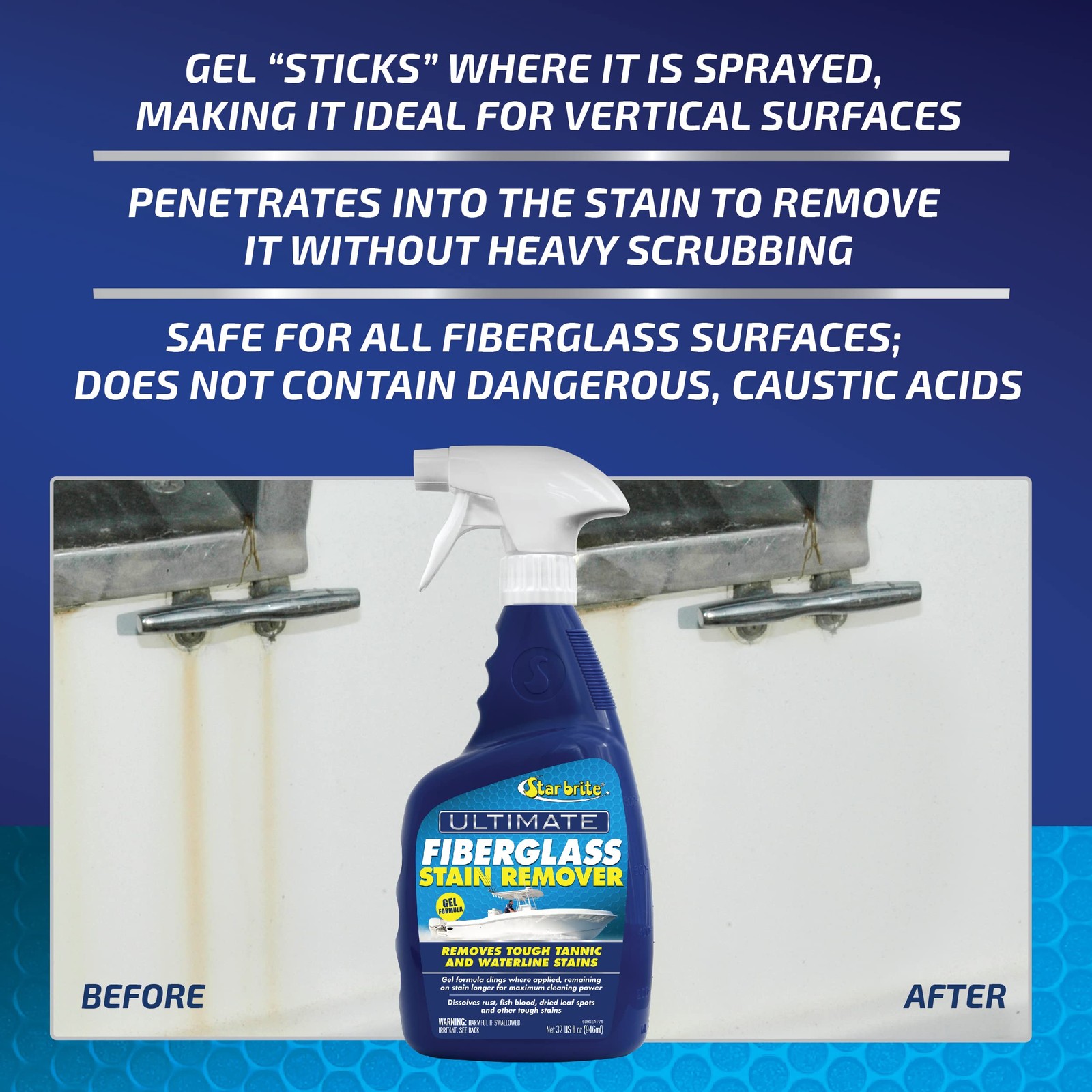 STAR BRITE Ultimate Fiberglass Stain Remover – 1 Count (Pack of 1), blue