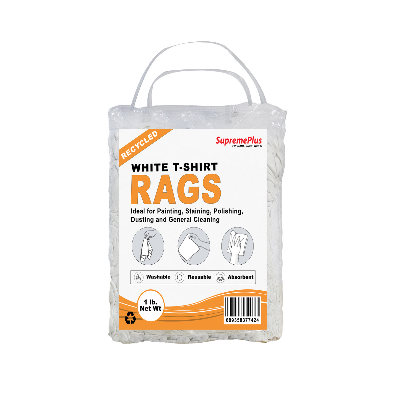 Recycled Cotton White Knit Cleaning Cloth – Shop Bulk Rags Multipurpose – Bags