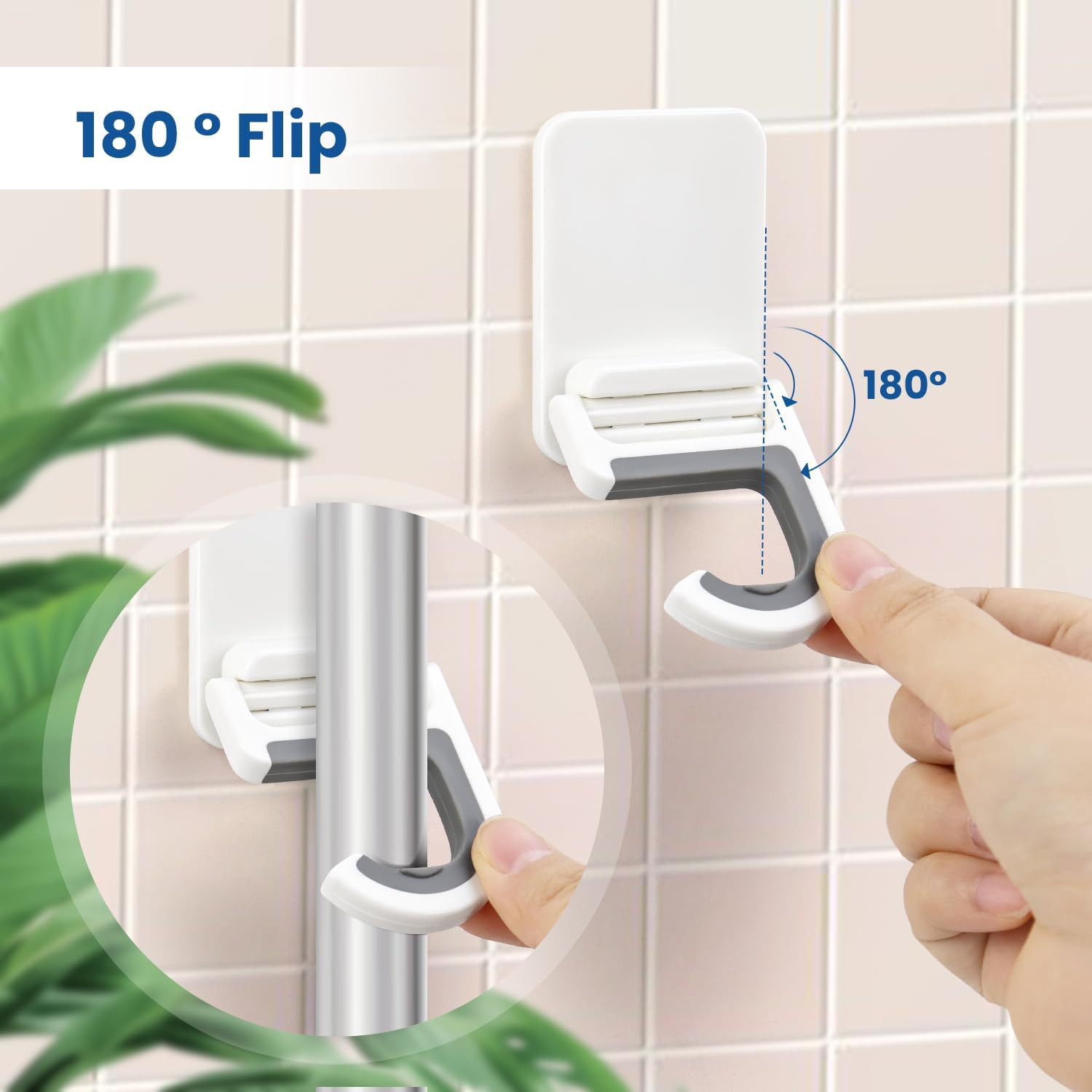 4-Pack Wall Mount Mop & Broom Holder Self-Adhesive Anti-Slip Storage Hooks