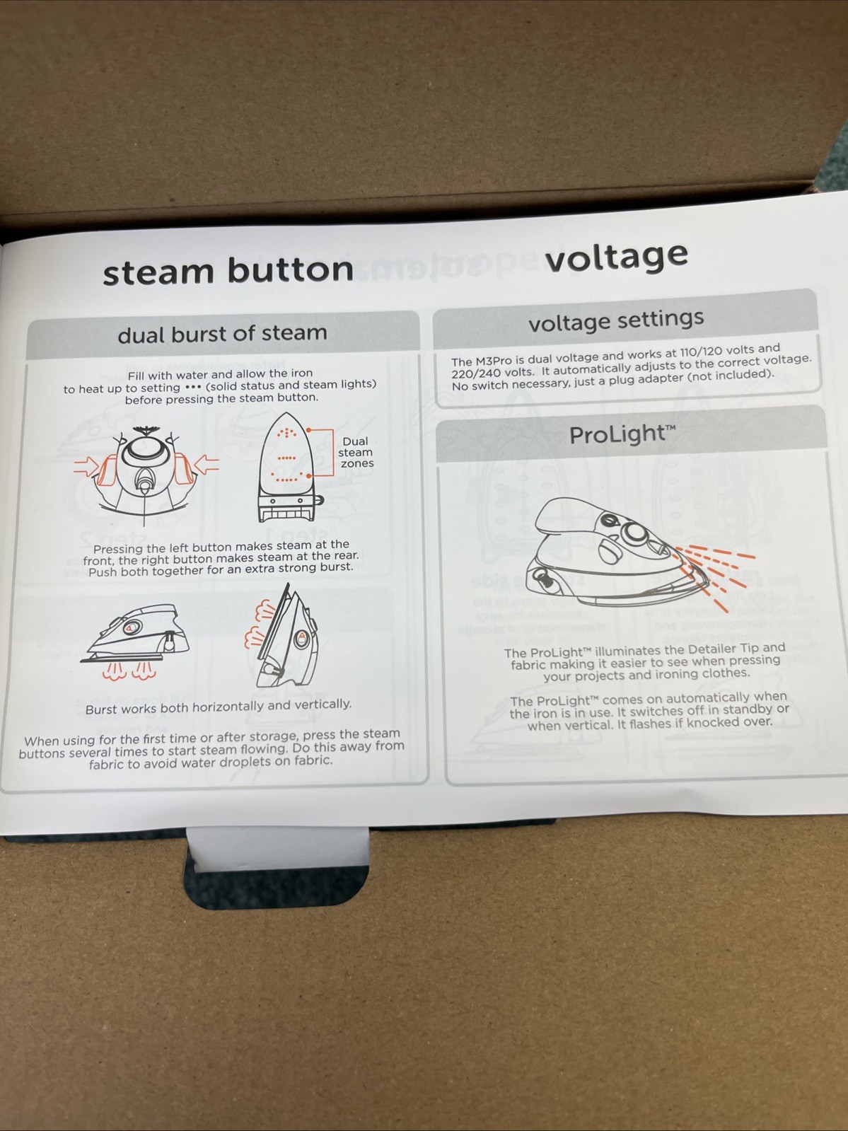 M3Pro Project Steam Iron with Solemate – 1000W Ceramic Soleplate Iron and LED