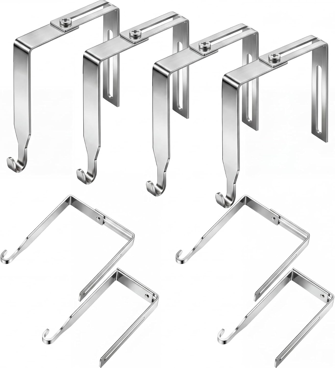 4 Pcs Adjustable Cubicle Hooks Metal Hangers,Silver,Classic | Fits 1.35-3.5 Inch