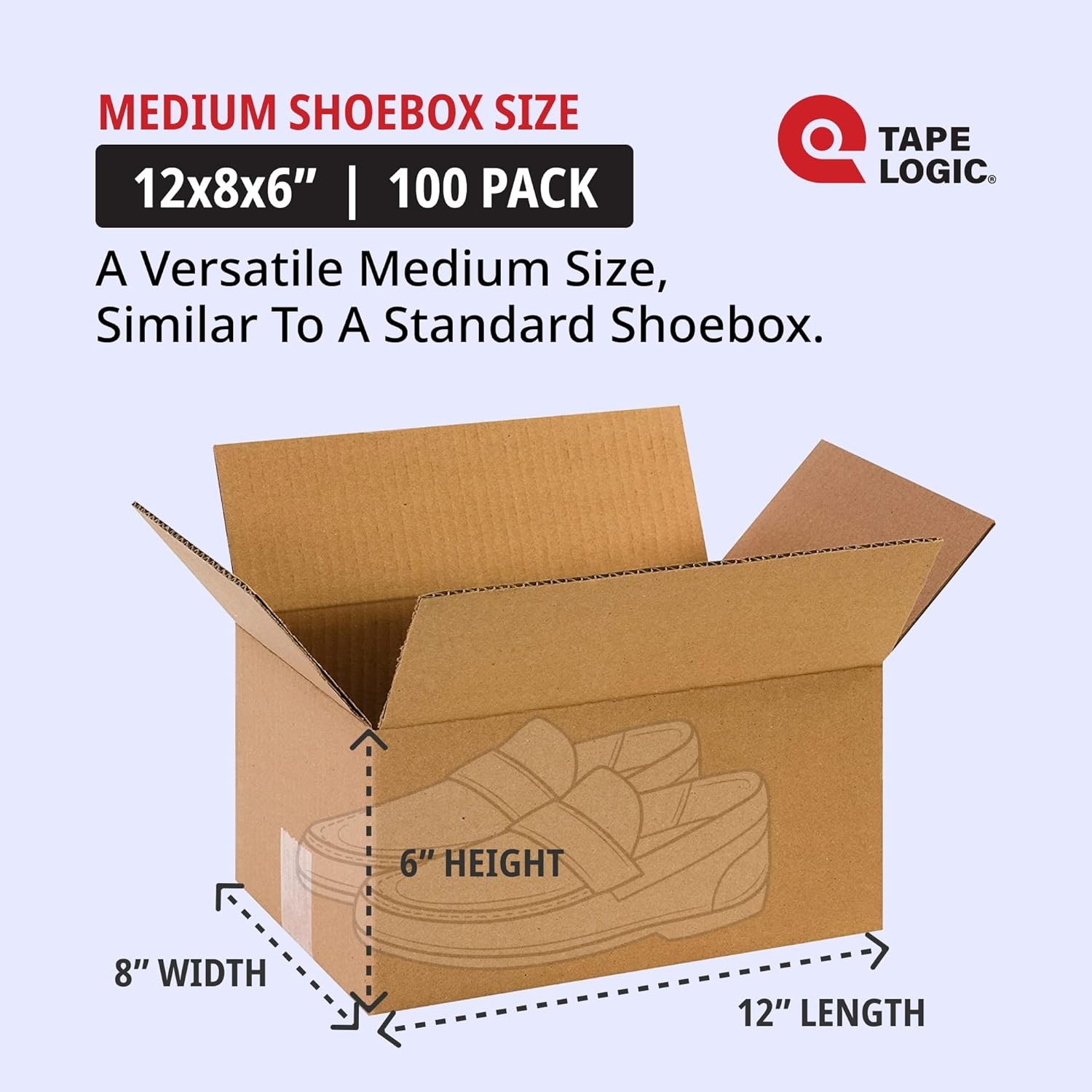 BOX Shipping Boxes Small 12″L x 8″W x 6″H 100-Pa, Corrted Box for