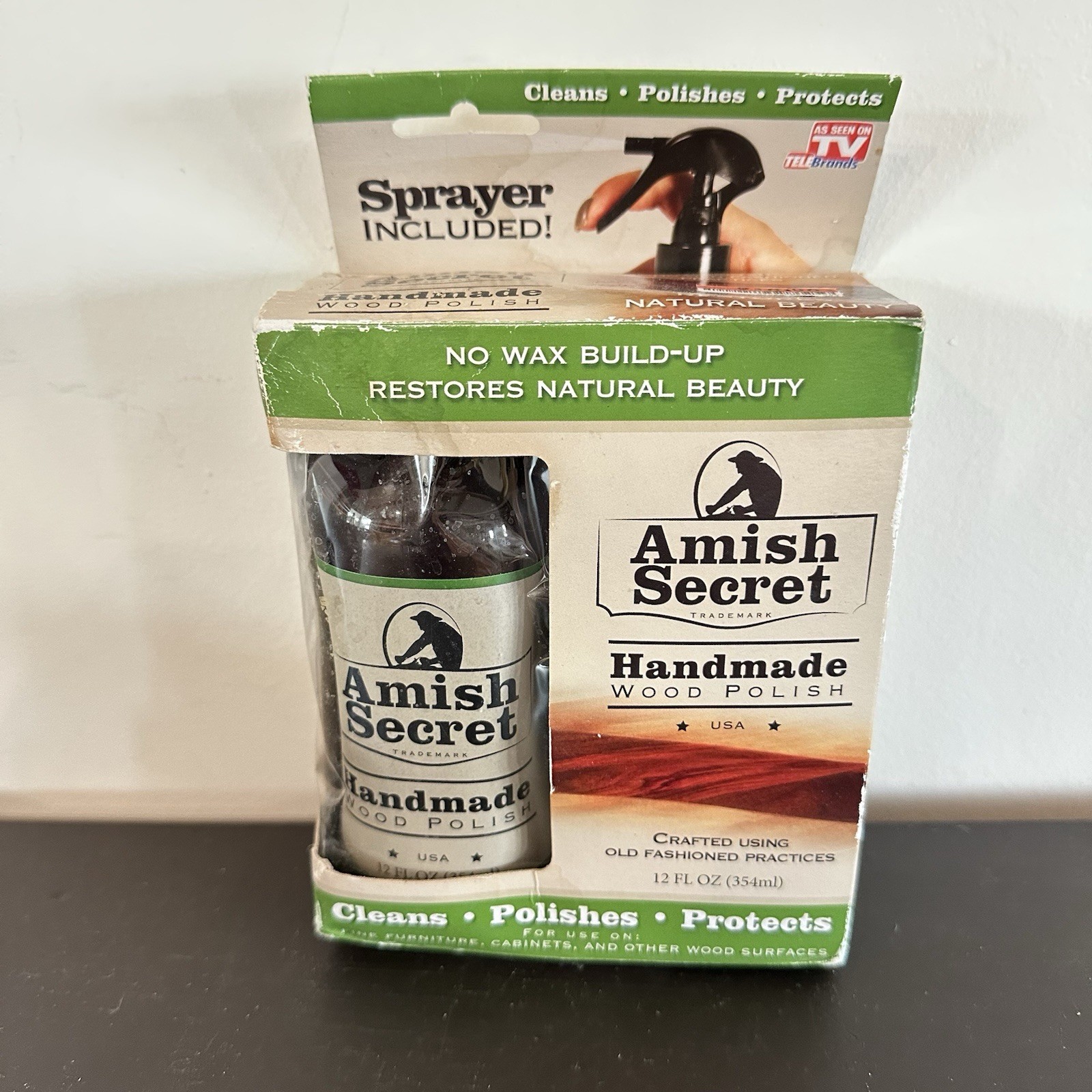 New Amish Secret Handmade Wood Polish AS SEEN ON TV Spray Bottle Sealed 12oz USA