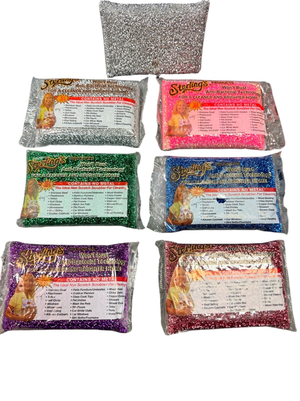 SIX Sterling Non Scratch Sterling’s Sponges Scrub Pads. Multicolor