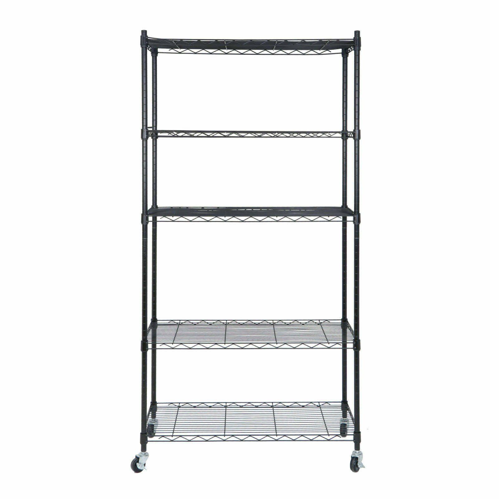 2PCS 5 Tiers Shelves Wire Unit Rack Shelving Storage Rolling with 4 Casters