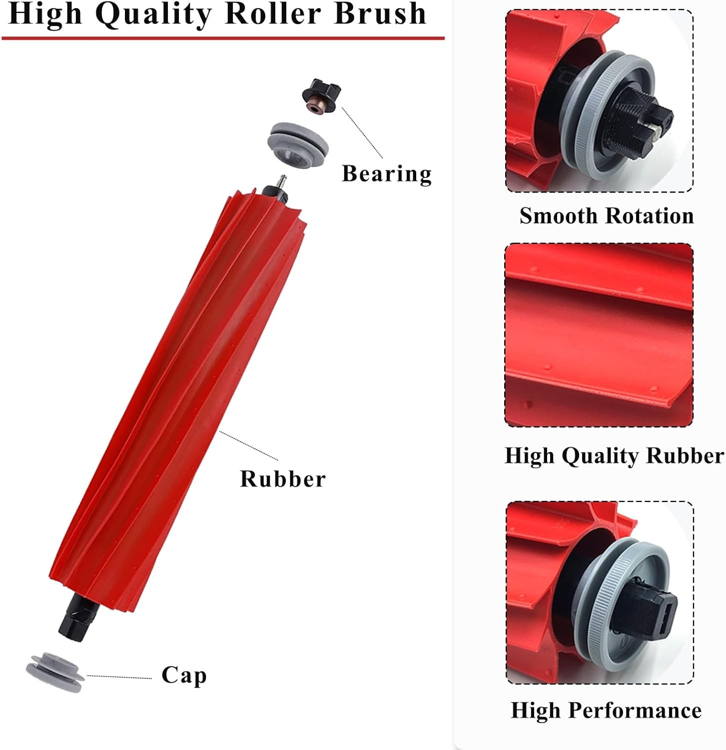 Rubber Main Brush Compatible with Roborock Q Revo S7 S7 S7 MaxV S7 MaxV Plus