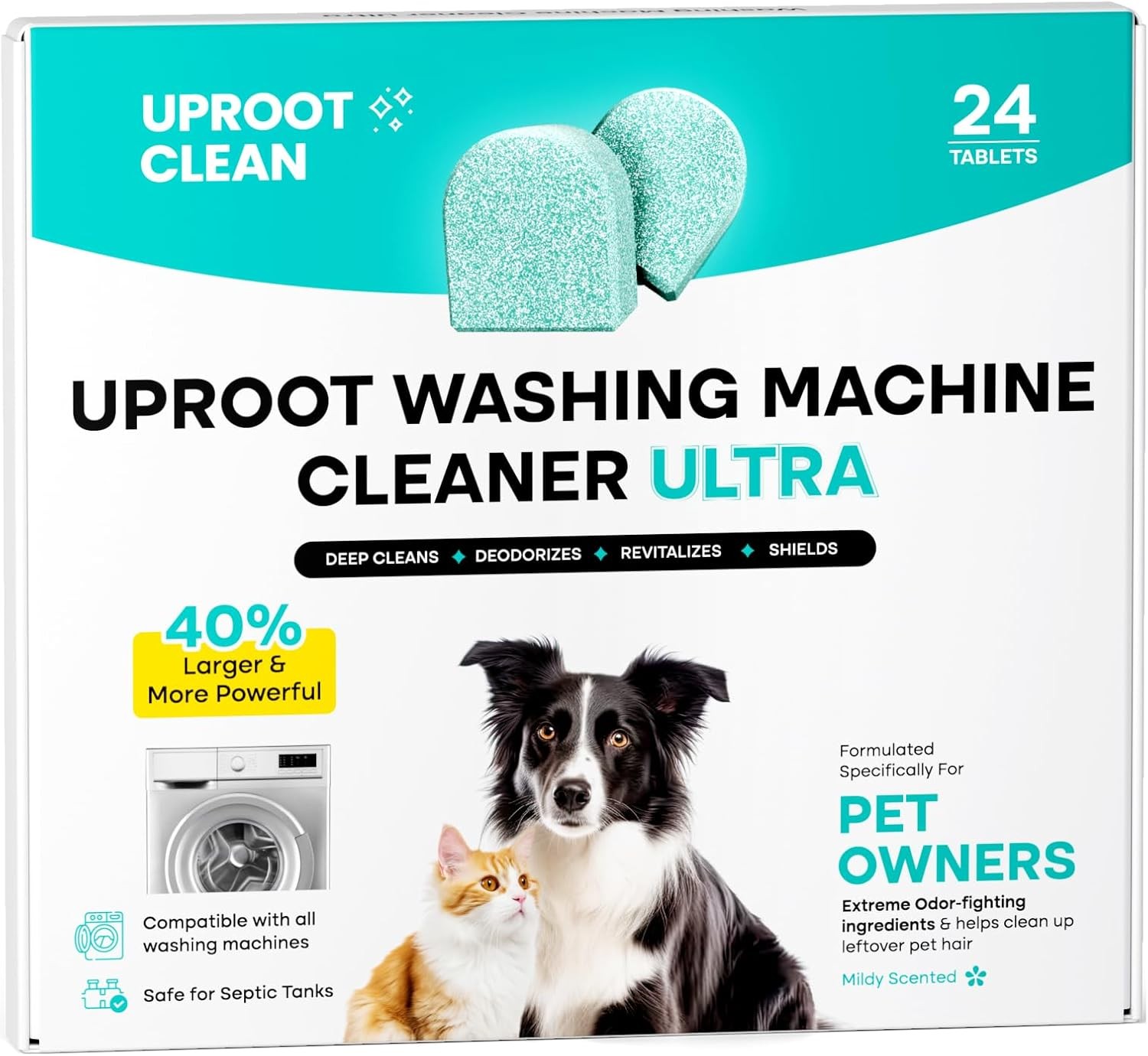 Uproot Clean Washing Machine Cleaner Tablets 24 Pack for a 12 Month Supply. Fo