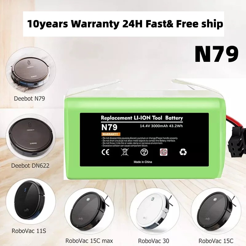 1*For RoboVac 14.4V 3000mAH Li-Ion battery 11S MAX/Ecovacs Deebot N79S N79 DN622