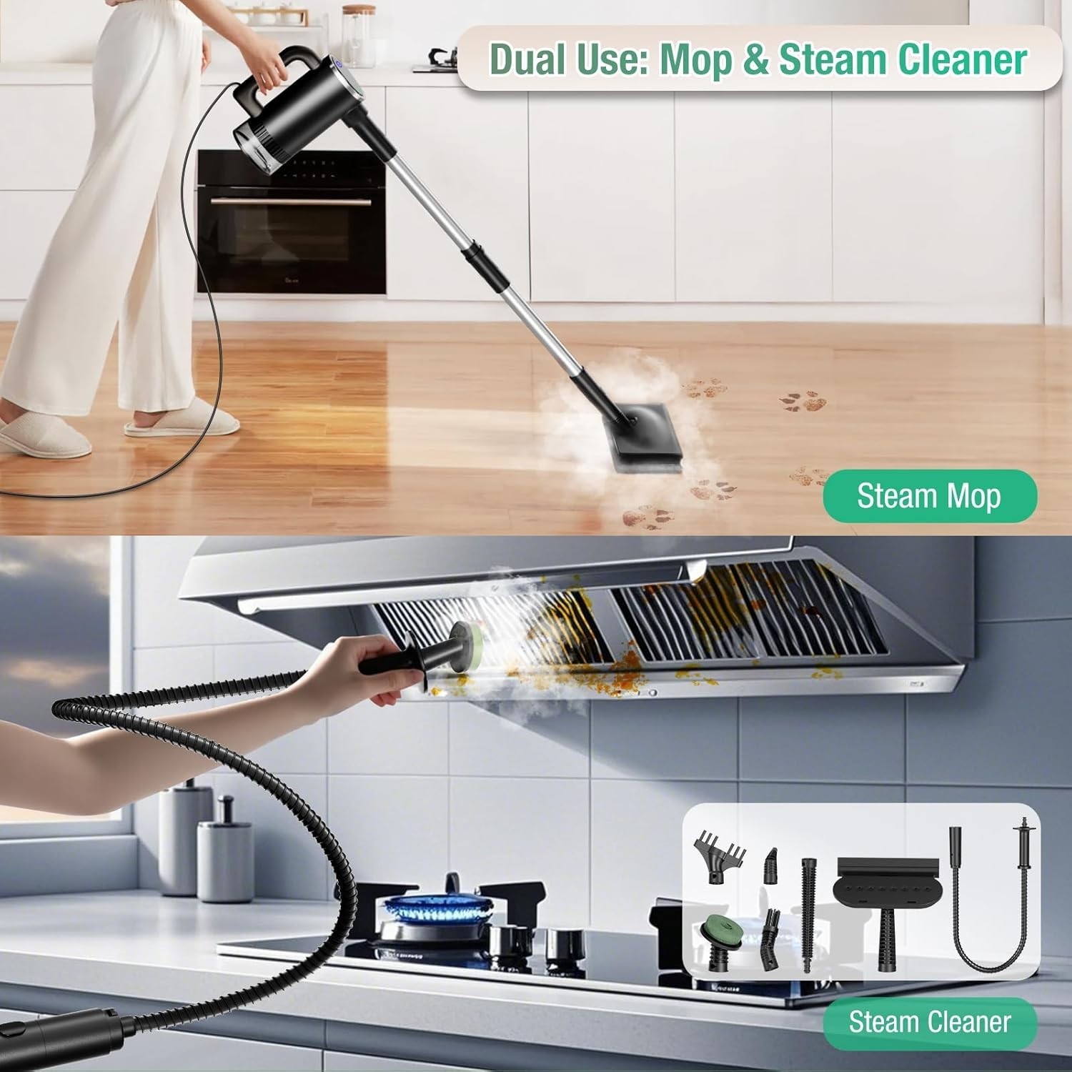 11-in-1 Steam Mop, Detachable Handheld Steam Cleaner with 3-Level Steam | 260…
