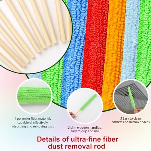 12 PCS Microfiber Detail Duster Sticks – Mini Crevice Fan Cleaning Brush