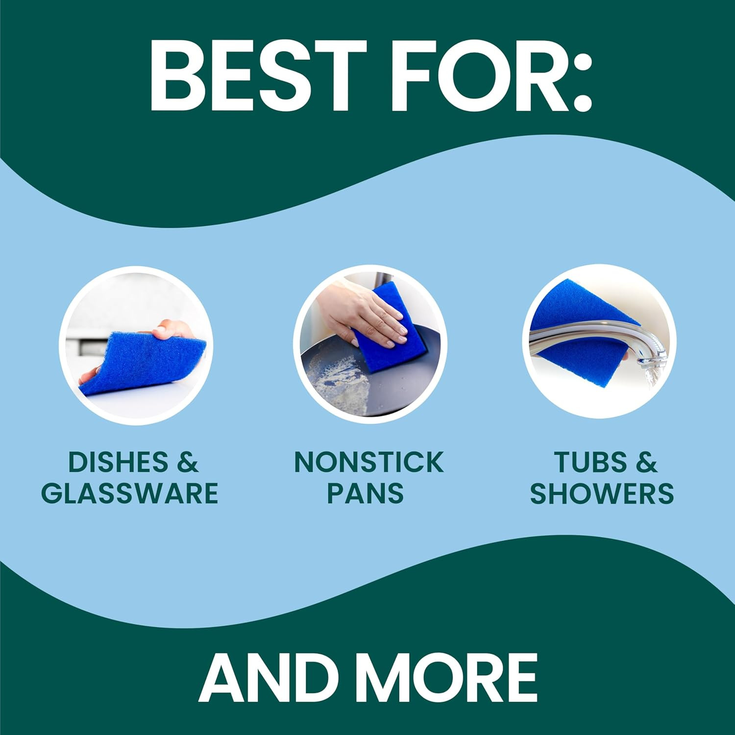 Scotch-Brite Zero Scratch Scouring Pad, 3 Pack | Effective + Gentle Dish Scrubbe