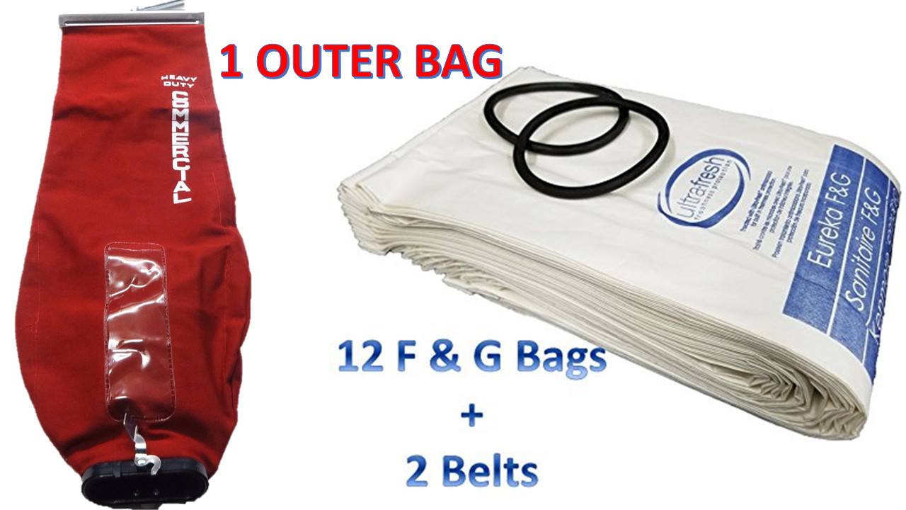 12 Bags for Eureka Style F &G Vacuum Cleaner F G Sanitaire Outer Bag + 2 Belts