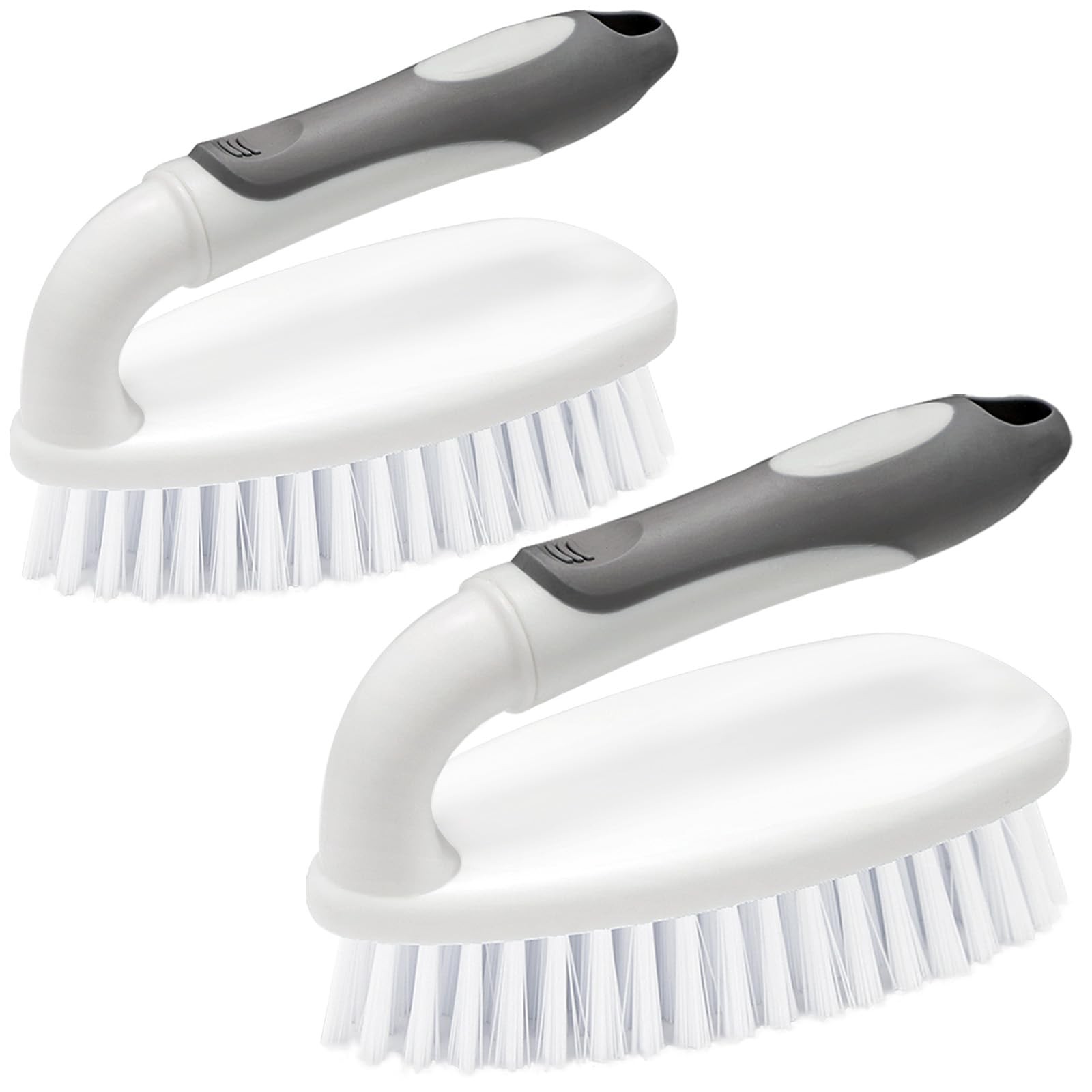 Apvpvpt Heavy Duty Scrub Brush with Stiff Bristles 2 Pack Gray