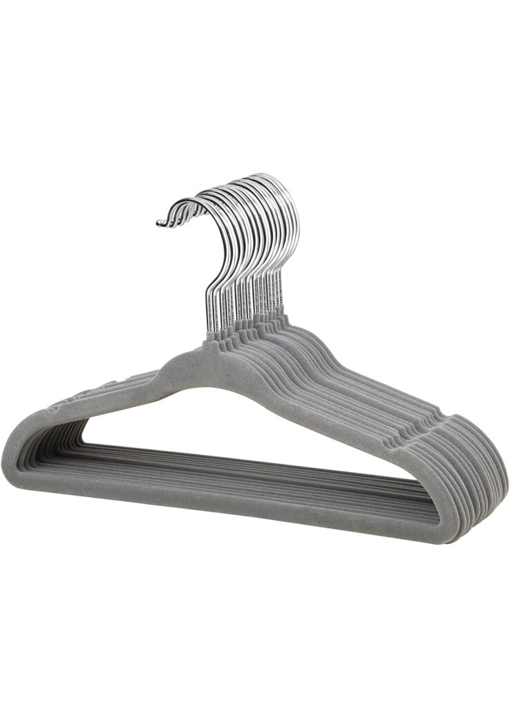 15 Pack Velvet Clothing Hangers, Grey, Non-Slip,Space Saving, Baby