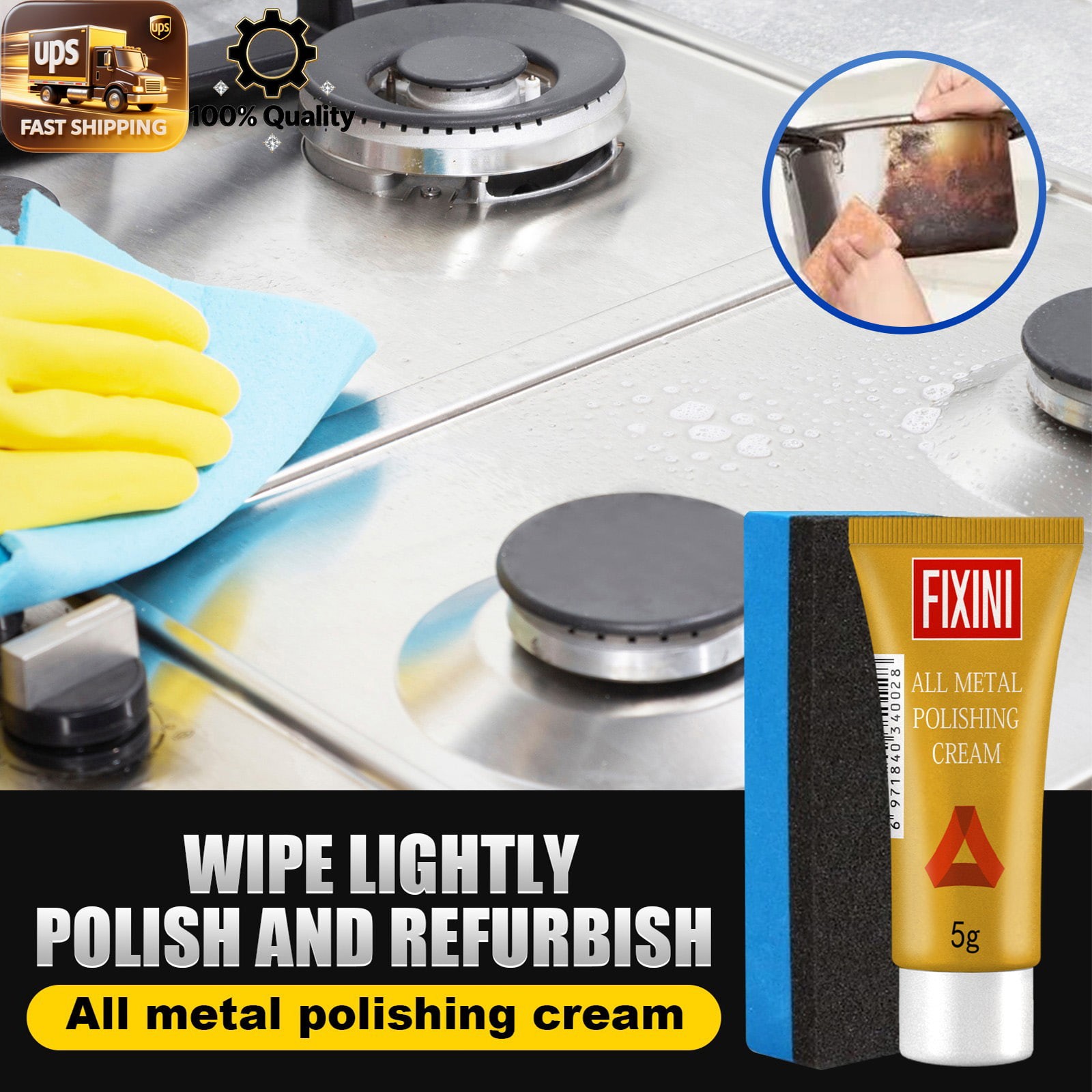 Tarnish Remover Metal Polish Paste for Silver Copper Brass Chrome
