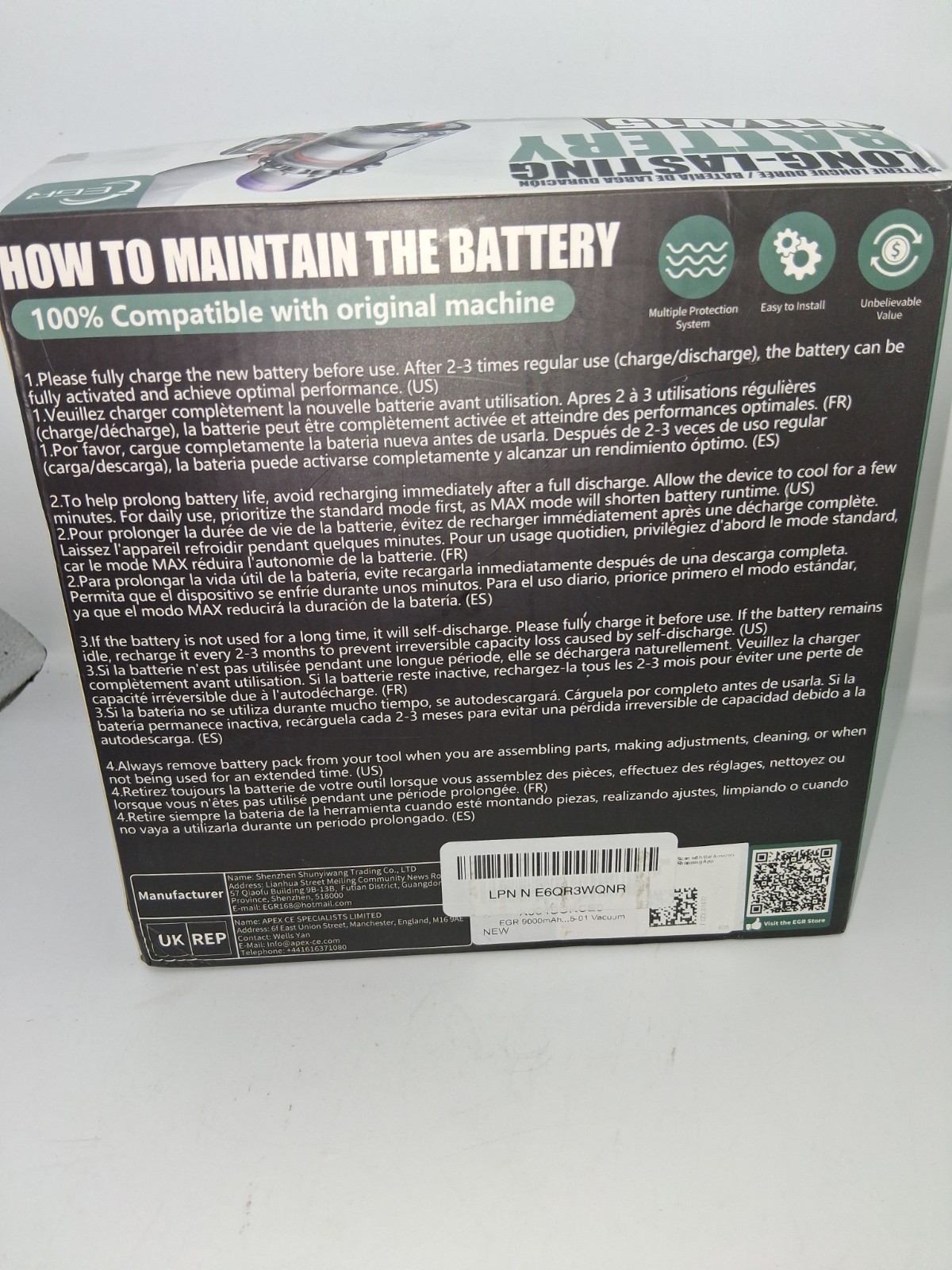 EGR 9000mAh V11 Battery Replacement Compatible with Dyson Clickin Installation
