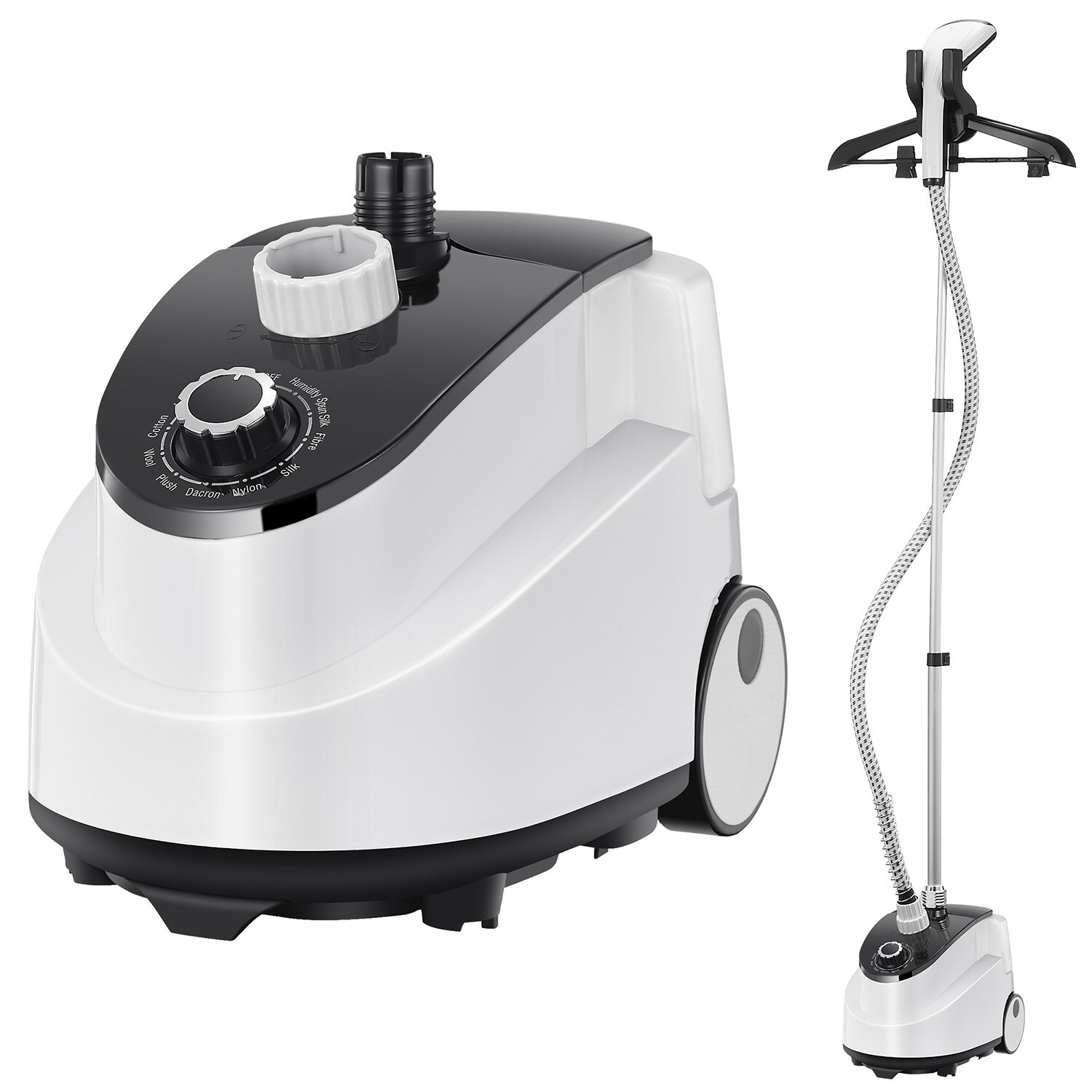 Garment Steamer, 30s Heat-Up, 1Hr Continuous Steam, Detachable Tank, Wheels