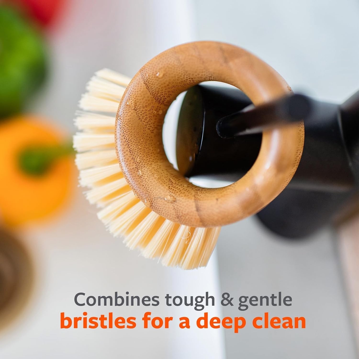Vegetable Fruit Scrub Brush Eco Friendly Bamboo Produce Cleaner 1pc