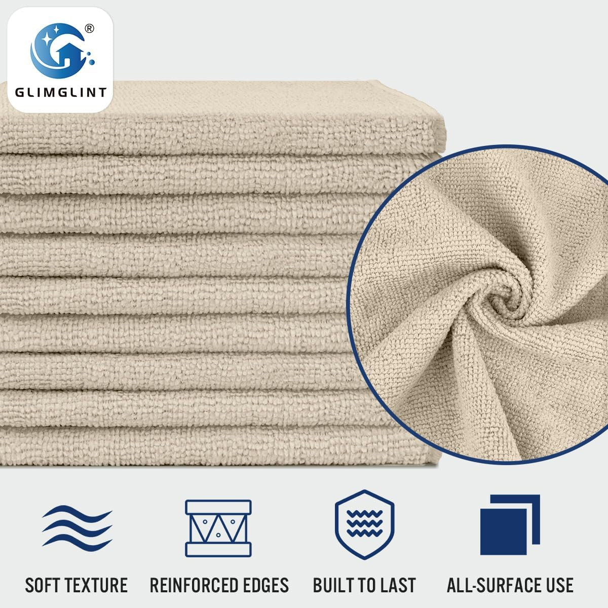 Brown Microfiber Cleaning Cloth, 12 Pack Cleaning Towels for Kitchen, Lint Free,