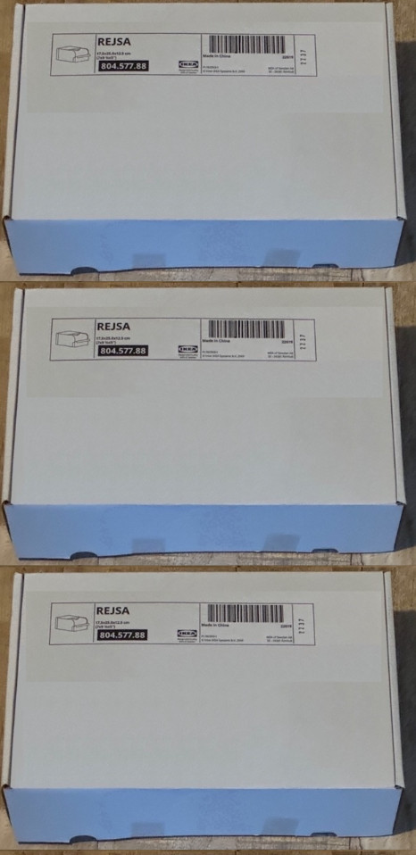 3x IKEA Rejsa Storage Box Metal Bin Gray Green 7”x 9¾ ”x 5” Article # 004.577.92