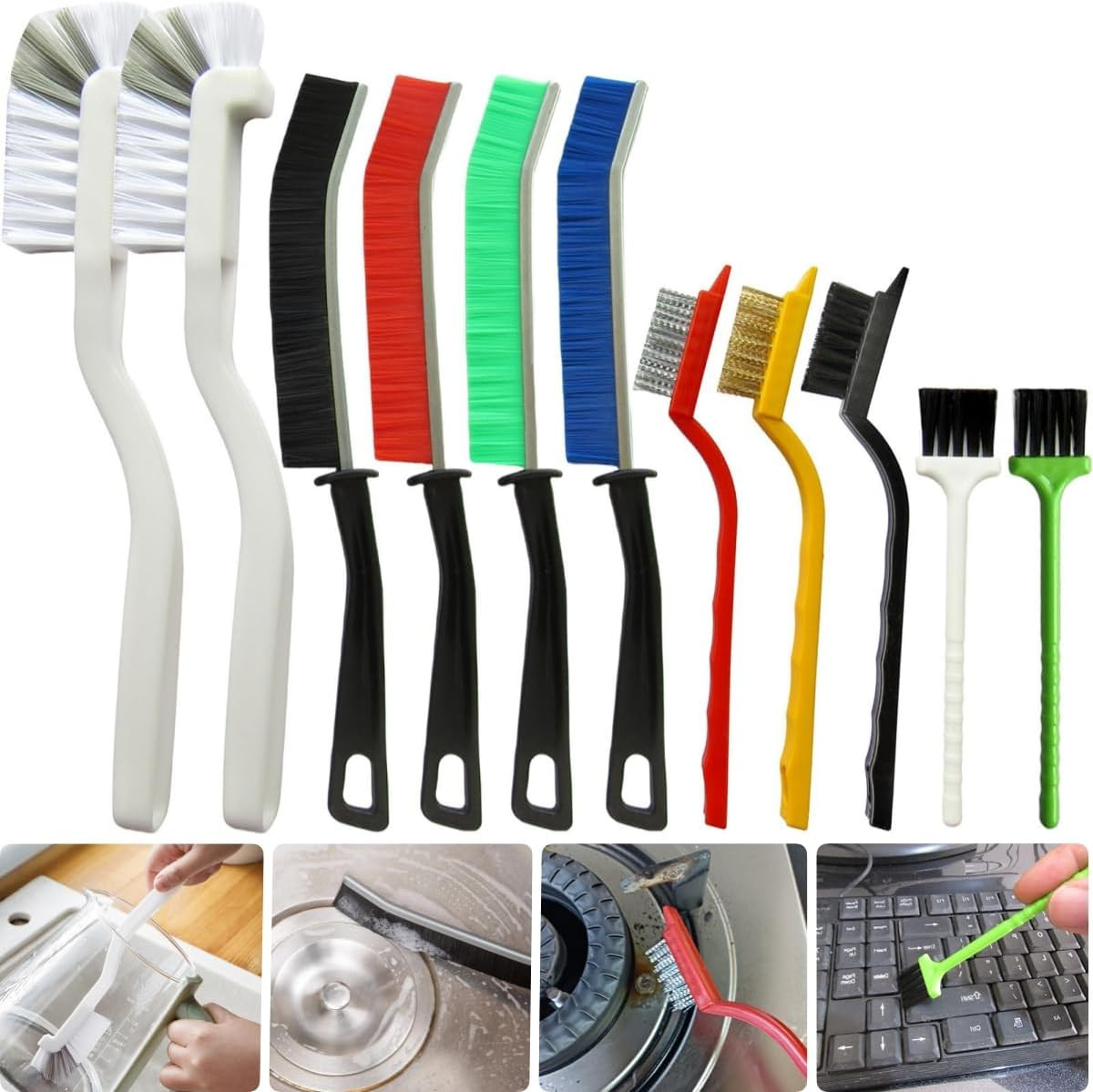 11 Pcs Crevice Cleaning Brush Set Hard Bristle Gap Cleaner Tools